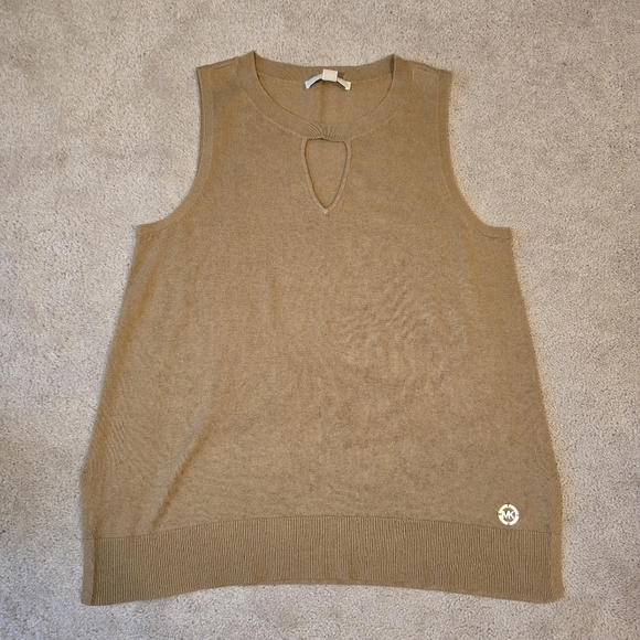 Michael Kors Sleeveless Sweater Cut Out Tan Size Medium - Picture 1 of 10
